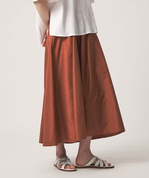 DRAWER/RESORT シルクグログランフレアスカート/ミモレ / ロング