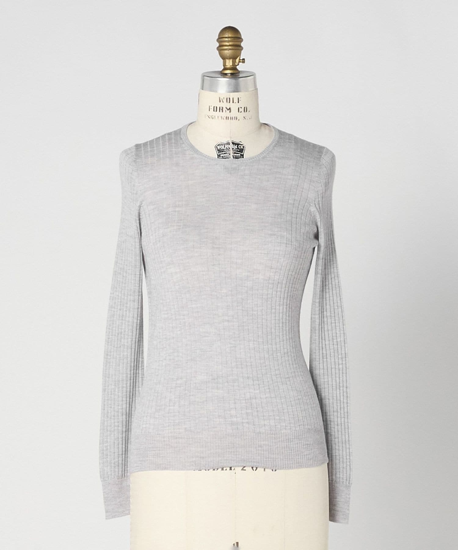 18G カシミヤシルクリブクルーネックニット