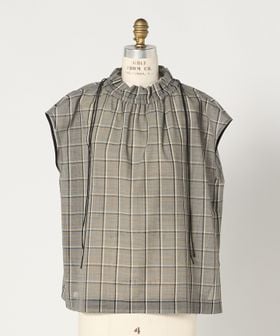 DRAWER/SUMMER チェックギャザーネックノースリーブブラウス/シャツ / ブラウス