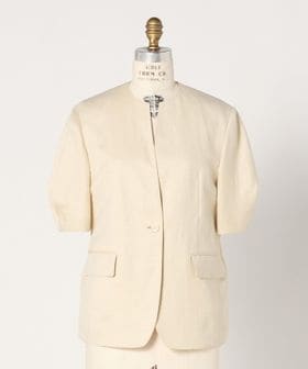 DRAWER/SUMMER ツイルハーフスリーブジャケット/ノーカラージャケット