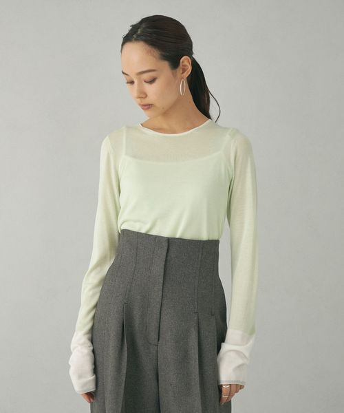 EMMEL REFINES クルーネックニット プルオーバー EMMEL REFINES＞EM スウェットライク クルーネック ニット プル