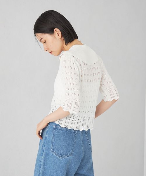 Vネック リブニット ショートスリーブ カーディガン ―ウォッシャブル― Vネック リブニット ショートスリーブ カーディガン