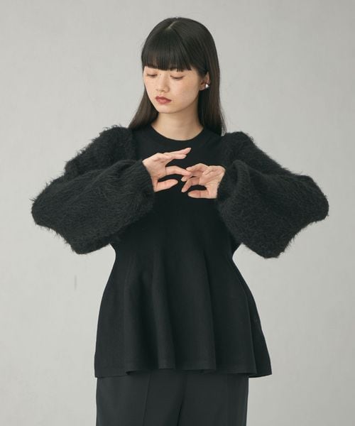 EMMEL REFINES＞EM シャギースリーブ クルーネック ニットプル