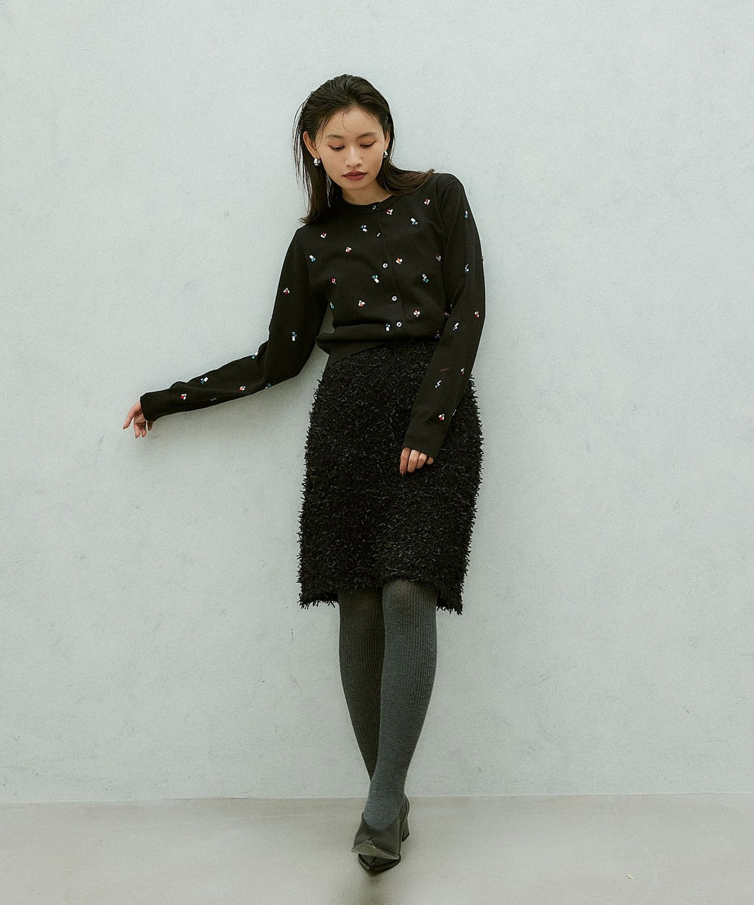 16ARLINGTON フェザートリム　ミニスカート ブラック 16ARLINGTON フェザートリム ミニスカート ブラック 16Arlington