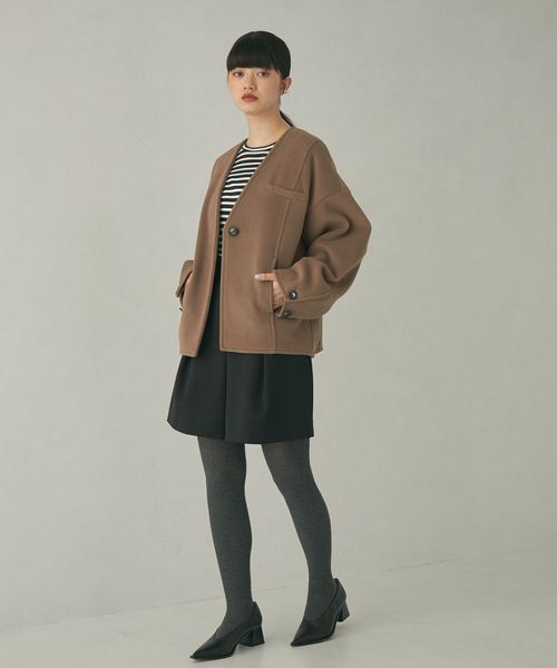 EMMEL REFINES＞EM ノーカラー ショートコート