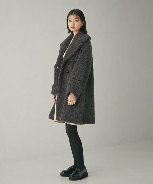 未使用<EMMEL REFINES>EM ダブルボタン ボアコート EMMEL REFINES>EM ダブルボタン ボアコート