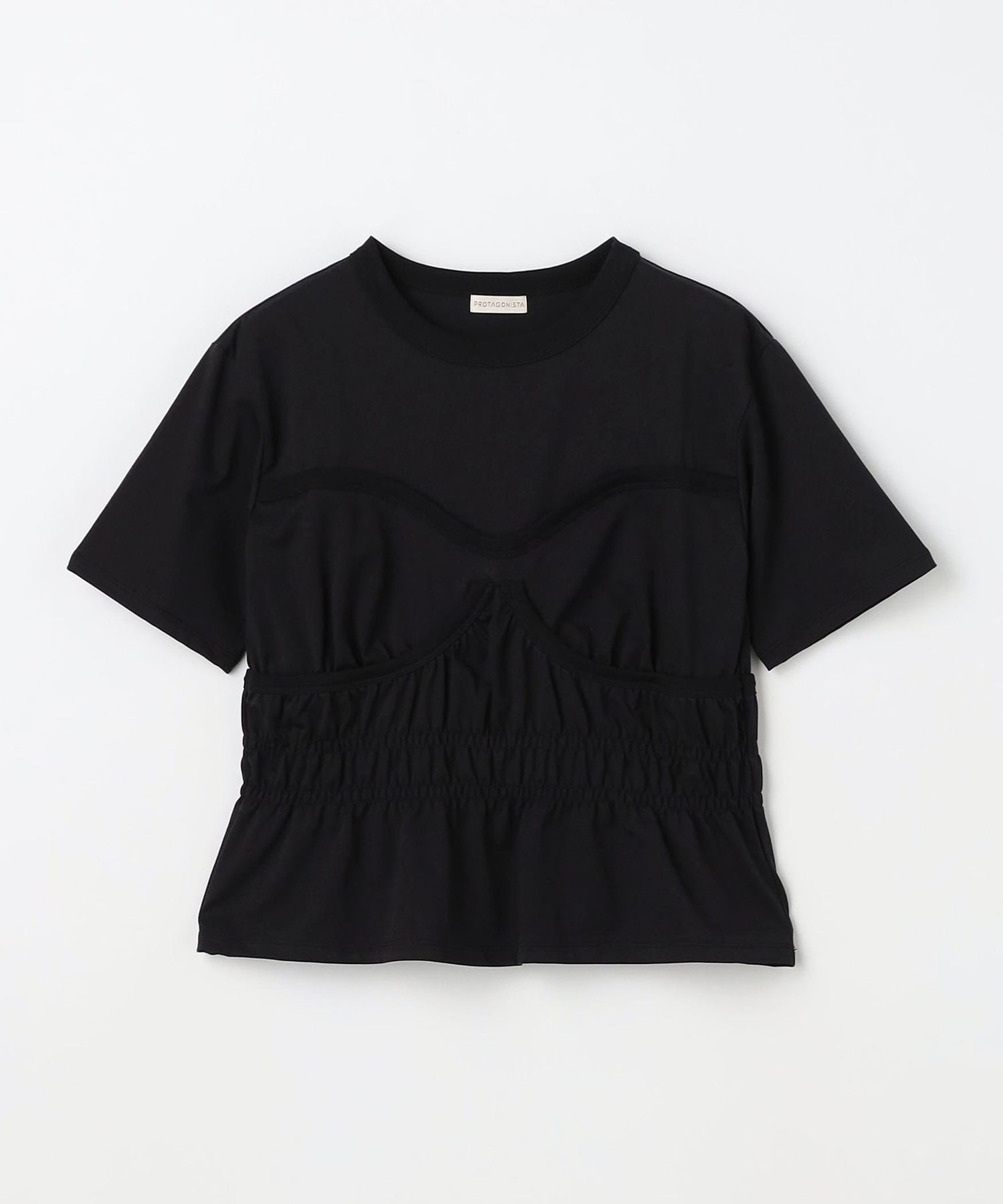 tシャツ 「EMMEL REFINES」EM イソザイ ドッキング ギャザー プルオーバー レディース EMMEL REFINES＞EM イソザイ ドッキング ギャザー プルオーバー