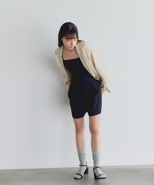 EMMEL REFINES＞EM Wクロス ハイウエスト タック ショートパンツ