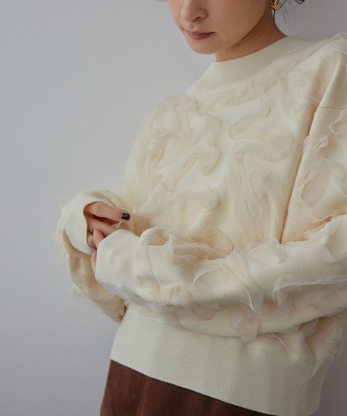 EMMEL REFINES/＜EMMEL REFINES＞EM HW チュールシシュウ スウェットライク ニット プルオーバー/ニット / セーター