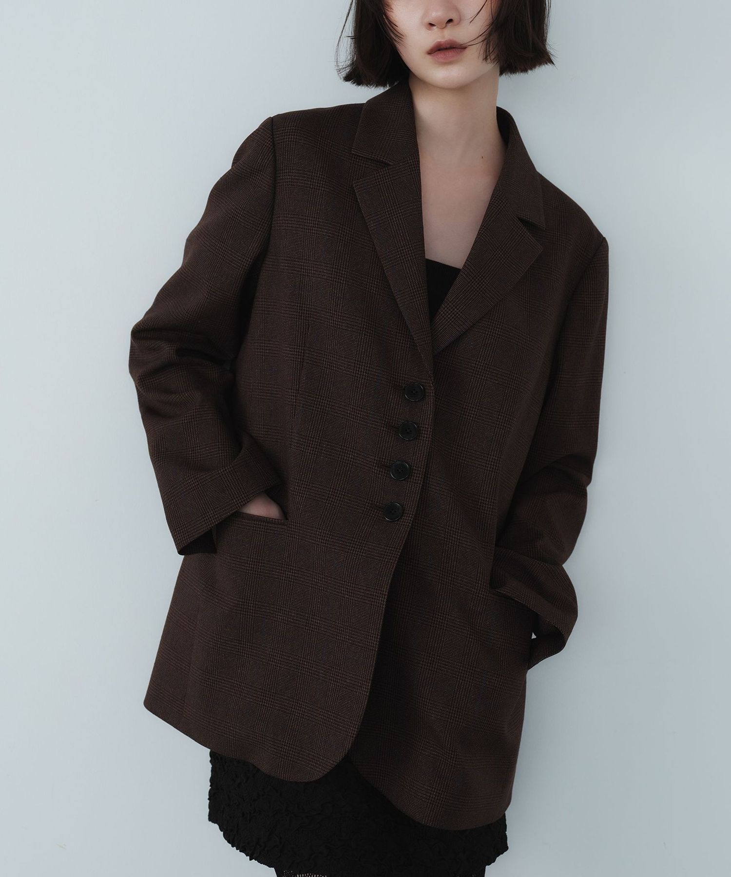 ＜EMMEL REFINES＞EM グレンチェック テーラード ジャケット EMMEL REFINES＞EM グレンチェック テーラード ジャケット（テーラード