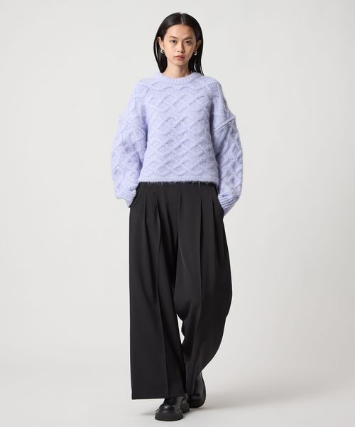 EMMEL REFINES ブラック ハイウエスト ワイドレッグパンツ EMMEL REFINES（エメルリファインズ）の「＜EMMEL REFINES＞EM