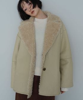 EMMEL REFINES/＜EMMEL REFINES＞EM リバーシブル フェイクムートン コート/ピーコート