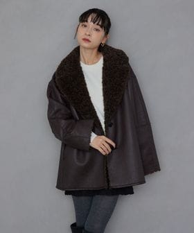 EMMEL REFINES/＜EMMEL REFINES＞EM リバーシブル フェイクムートン コート/ピーコート