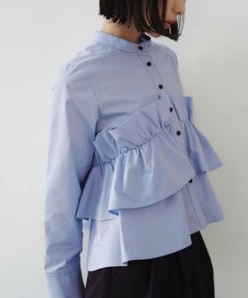 EMMEL REFINES/＜EMMEL REFINES＞EM バンドカラー フリルシャツ/シャツ / ブラウス