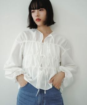 EMMEL REFINES/＜EMMEL REFINES＞EM コードレーン リボンギャザー ブラウス/シャツ / ブラウス