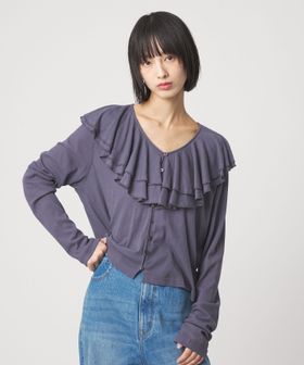 EMMEL REFINES/＜EMMEL REFINES＞EM フリルネック フライス カーディガン/カーディガン / ボレロ