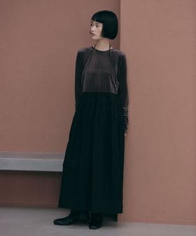 EMMEL REFINES/＜EMMEL REFINES＞EM ベロアドッキング キリカエ ギャザーワンピース/ワンピース