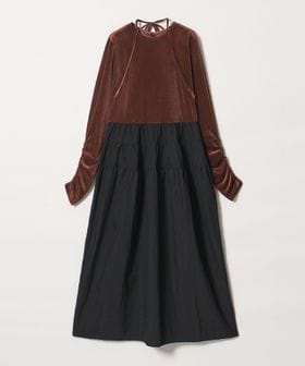 EMMEL REFINES/＜EMMEL REFINES＞EM ベロアドッキング キリカエ ギャザーワンピース/ワンピース