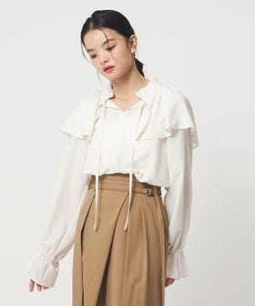 EMMEL REFINES/＜EMMEL REFINES＞EM フィブリルサテン ネックタック フリル ブラウス/シャツ / ブラウス