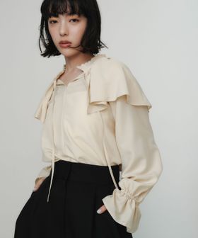 EMMEL REFINES/＜EMMEL REFINES＞EM フィブリルサテン ネックタック フリル ブラウス/シャツ / ブラウス