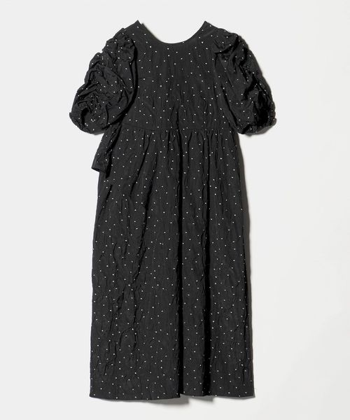 ANDRESD/＜ANDRESD＞バブルスリーブ ジャガード ワンピース＜ Select by EMMEL REFINES ＞/ワンピース