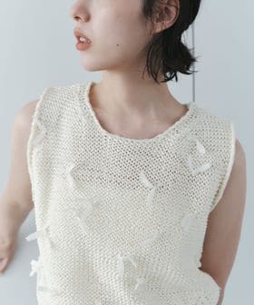 EMMEL REFINES/＜EMMEL REFINES＞EM HWテープヤーン リボン ノースリーブ ニット/ニット / セーター