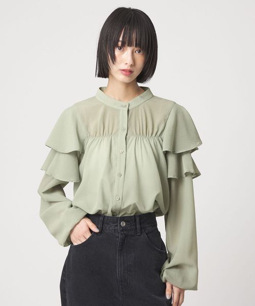EMMEL REFINES/ ＜EMMEL REFINES＞EM ヨウリュウフリル スタンドカラー ブラウス/シャツ / ブラウス