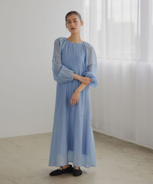 EMMEL REFINES/＜EMMEL REFINES＞EM バックリボン パイピング パフスリーブ ワンピース/ワンピース