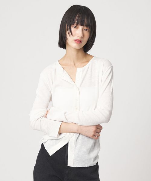 EMMEL REFINES/＜EMMEL REFINES＞EM スラブテレコ カット カーディガン/カーディガン / ボレロ