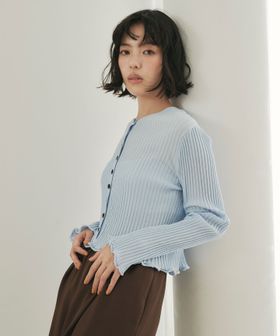 EMMEL REFINES/＜EMMEL REFINES＞EM HW リブボタン ウェーブヘム カーディガン/カーディガン / ボレロ