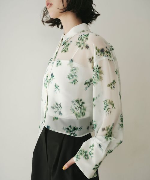 EMMEL REFINES/＜EMMEL REFINES＞EM フラワープリント シアー シャツ/シャツ / ブラウス