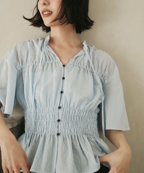 EMMEL REFINES/＜EMMEL REFINES＞EM フリルエリ シャーリング ブラウス/シャツ / ブラウス