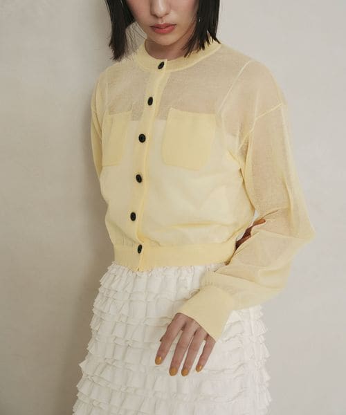 EMMEL REFINES/＜EMMEL REFINES＞EM HW FILMY シアー クルーネック カーディガン/カーディガン / ボレロ