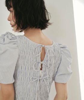 EMMEL REFINES/＜EMMEL REFINES＞EM ストライプ シャーリング フレア ワンピース/ワンピース