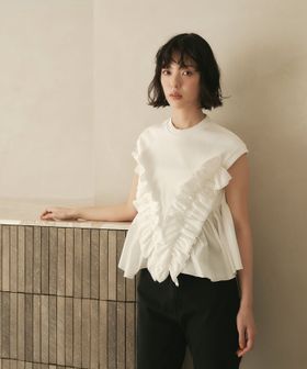 EMMEL REFINES/＜EMMEL REFINES＞EM テレコフリル ギャザー プルオーバー/Tシャツ / カットソー