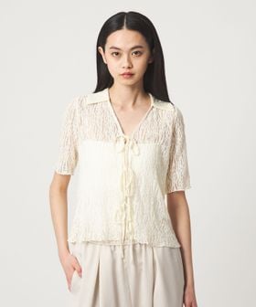 EMMEL REFINES/＜EMMEL REFINES＞カットレース リボン トップス/Tシャツ / カットソー