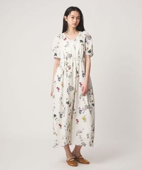 EMMEL REFINES/＜EMMEL REFINES＞EM フラワープリント ギャザーパフスリーブ ワンピース/ワンピース