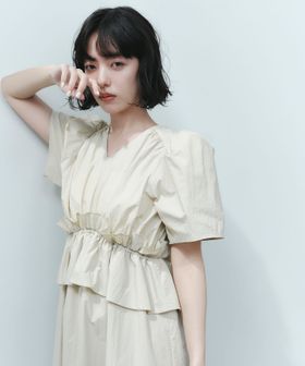 EMMEL REFINES/＜EMMEL REFINES＞EM ウエストフリル パフスリーブ ワンピース/ワンピース