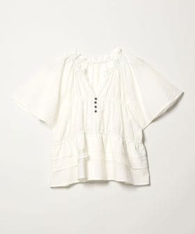 EMMEL REFINES/＜EMMEL REFINES＞EM フリルギャザー キーネック ショートスリーブ ブラウス/シャツ / ブラウス
