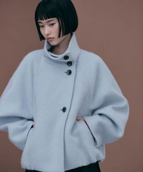 EMMEL REFINES/＜EMMEL REFINES＞EM スタンドシャギー コクーン コート/ピーコート