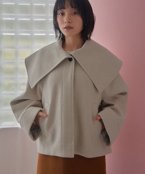 EMMEL REFINES/＜EMMEL REFINES＞EM ビッグカラー ショートコート/ピーコート