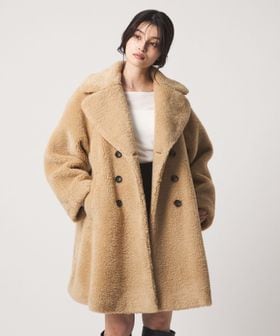 EMMEL REFINES/＜EMMEL REFINES＞EM Wボタン Aライン フェイクファーコート/ボア / フリースジャケット