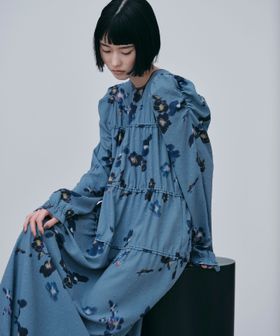 EMMEL REFINES/＜EMMEL REFINES＞EM カットドビー プリント ティアード ワンピース/ワンピース