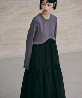 EMMEL REFINES/＜EMMEL REFINES＞EM ヘムキリカエ ドッキング ティアードワンピース/ワンピース