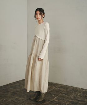 EMMEL REFINES/＜EMMEL REFINES＞EM ヘムキリカエ ドッキング ティアードワンピース/ワンピース