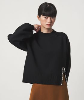 EMMEL REFINES/＜EMMEL REFINES＞EM フェイクパール スリット ニットプルオーバー/ニット / セーター