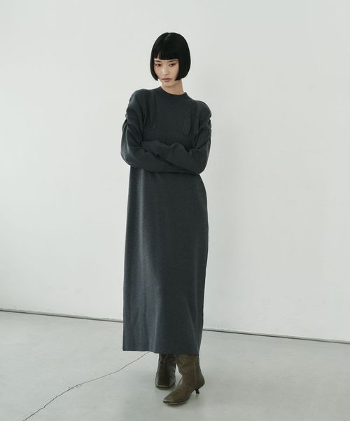 EMMEL REFINES/＜EMMEL REFINES＞EM キリカエ タックギャザー ニットワンピース/ワンピース