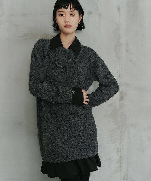 EMMEL REFINES/＜EMMEL REFINES＞EM エリツキ シャギー ミニ ニット ワンピース/ワンピース
