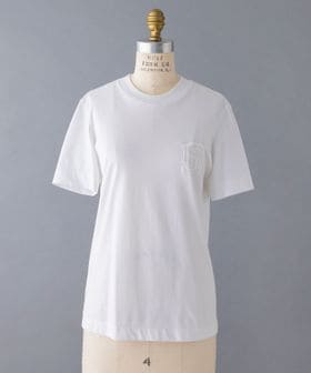 【BLAMINKブラミンク】コットン刺繍Tシャツ　エンブレム刺繍　ホワイト　36 BLAMINKブラミンク】コットン刺繍Tシャツ エンブレム刺繍