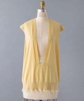 BLAMINK/PRE Vネックフリンジニットベスト/ベスト